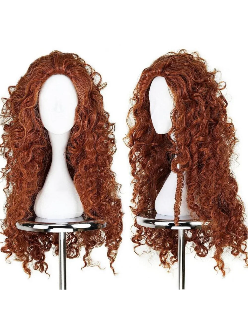 Women Orange Long Curly Wig Ginger Princess Cosplay Wig